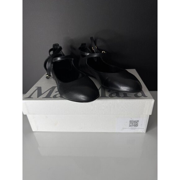 MaxMara Max Mara Norma Black Leather Ballet Flats EU 36.5 US 6.5 New - Picture 3 of 9